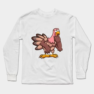 Thinking Cartoon Turkey Long Sleeve T-Shirt